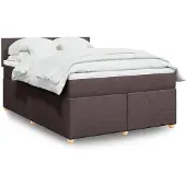 vidaXL Boxspring met matras stof donkerbruin 160x200 cm