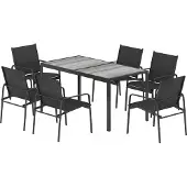 Outsunny tuinmeubelset: zithoek met tafel en 6 ademende stoelen