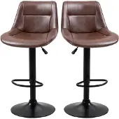HOMCOM Barkrukken, set van 2. Barstoelen met rugleuning, in hoogte verstelbaar. Barkrukken