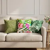 vidaXL Kussen Blad met kussen HOUTEN 2 st Bladpatroon Polyester