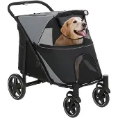 PawHut -Hundwagen-Stahl, Oxford-Gewebe-112L x 65B x 100H cm-Grau