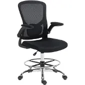 HOMCOM Tekenstoel - Mesh (100% polyester) - 60x60x132cm - Zwart