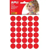 APLI stickers, cirkel diameter 20 mm, blister met 180 stuks, rood - 8 stuks