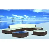vidaXL 8-delige loungeset voor de tuin met kussens, van bruin polyrotan