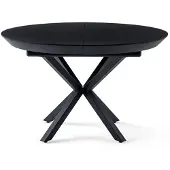 AEA Zwarte eettafel, ronde tafel, uitschuifbare tafel, familietafel, eetkamertafel