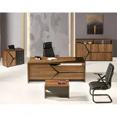 AEA Komplette Arbeitszimmermöbel Schreibtisch 4tlg Holz Braun Büromöbel