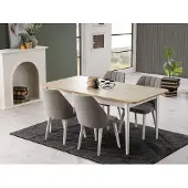 AEA Essgruppe Garnitur Esszimmer Esstisch Set 7tlg Esszimmer Weiß Holz
