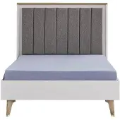 AEA Bettrahmen Kinderzimmer Kinderbett 100 cm Jugendbett Holz Grau Stoff