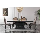 AEA Essecke Essgruppe Esszimmer Esstisch Stühle Holz Set 9tlg Grau Barock
