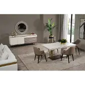 AEA Esszimmer Set Essgruppe Esstisch 4x Stuhle Sideboard+ Spiegel 7tlg