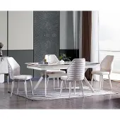 AEA Esszimmer set Modern Esstisch + 6x Stühle Tisch Holz Polsterstuhl 7tlg.