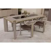 AEA Esszimmer Set 4x Stühle Esstisch Set Esszimmer Designer Holz Stühle Garnitur
