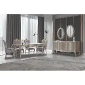 AEA Komplette Essgruppe Tisch Sideboard Esszimmer Esstisch Holz Set 12tlg Beige