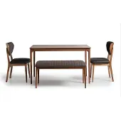 AEA Essgruppe Essecke Garnitur Holz Esszimmer Esstisch Stühle 5tlg Braun