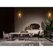 AEA Essgruppe Essecke Esstisch Stühle 9tlg Esszimmer Beige Holz Anrichte