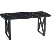 AEA Moderne zwarte eettafel met rechthoekig houten tafelblad en roestvrijstalen poten
