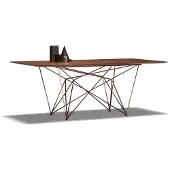 AEA Een elegante, bruine eettafel van metaal in een klassiek design