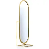 AEA Elegantes ovales Standspiegel mit goldenem Rahmen in modernem Design