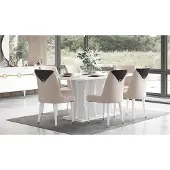 AEA Eetset Essecke, eethoek, eetkamer, eettafel, stoelen, hout, wit, 7-delig, tafel