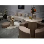 AEA Moderne eethoekset. Exclusieve ronde tafel. Stijlvolle hoekbanken. 5-delig