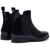 Hush puppies Colette Leren Dames Zwarte Brede Pas Flat Chelsea Boots