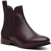 Hush puppies Colette Leren Dames Chocolade Brede Pasvorm Platte Chelsea Boots