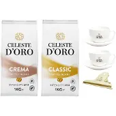 Celeste d'Oro Koffiekoopjes | Cadeaupakket - 2 KG Koffiebonen | Koffiepakket met koffiebonen