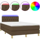 vidaXL Boxspring met matras en LED stof donkerbruin 120x190 cm