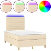 vidaXL Boxspring met matras en LED stof crèmekleurig 120x190 cm