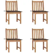 vidaXL Tuinstoelen, 4 stuks, met kussens, massief teakhout