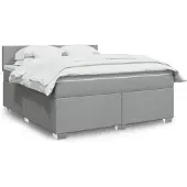vidaXL Boxspringbed met matras, lichtgrijs, 180x200 cm, gestoffeerd