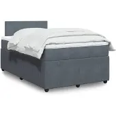 vidaXL Boxspring met matras fluweel donkergrijs 120x190 cm