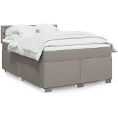 vidaXL Boxspringbed met matras, taupekleurig, 140x190 cm, met stoffen bekleding