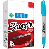 Sharpie permanente markers | Fijne punt | turquoise inkt | 12 stuks