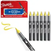 Sharpie Creative Marker Acrylverfmarkers | Brushtip | Verfmarkers op waterbasis | Inkt loopt niet door en geschikt voor de meeste oppervlakken | Geel | 6 stuks