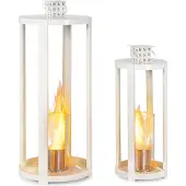 Blumfeldt Fiamme Cilindro Tafelhaard indoor 2-delige set - Tafelvuur indoor met elk 0,3 liter volume, Bio-ethanol tafelhaard met tot 4 u brandduur, verbrandt geurloos, wit