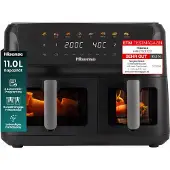 Hisense HAF2700DCD heteluchtfriteuse, 11 liter, 2700 W, kleuren display, 2 onafhankelijke frituurmandjes, zwart