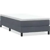 vidaXL Boxspringbed zonder matras, donkergrijs, 100x220 cm, fluweel