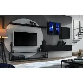 AEA Designer Wohnwand Schwarz Modern Luxus TV Ständer Holzmöbel Einrichtung Garnitur
