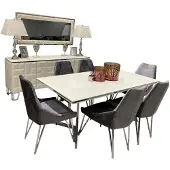 AEA Exklusive Weiße Esszimmer Garnitur r Esstisch x4 Stühle 7tlg