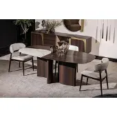 AEA Een elegante eethoekset van hout in bruin, inclusief stoelen