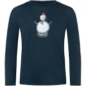 Super.natural - Kid's Snowman L/S - Merinolongsleeve 104, blauw