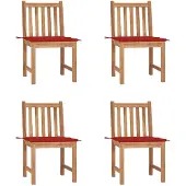 vidaXL Tuinstoelen, 4 stuks, met kussens, massief teakhout