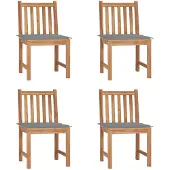 vidaXL Tuinstoelen, 4 stuks, met kussens, massief teakhout