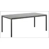 AEA Grijze houten tafel, design metalen frame, exclusieve tuintafel, meubel