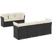vidaXL 8-delige Loungeset met kussens poly rattan zwart