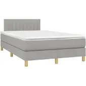 vidaXL Boxspring met matras stof lichtgrijs 120x190 cm