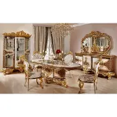 AEA s Esszimmer Set Weiß-Gold Esstisch 4x Stühle Kommode 6tlg Möbel