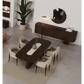 AEA Robust Braun Esstisch 4x Stühle Kommode Spiegel Modern 7-tlg. Esszimmergruppe
