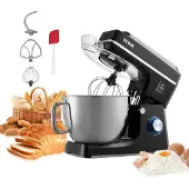 Vevor Standmixer Deegblender 1400W 7,84L met Kantelbare Kop RVS Kom Deeghaak Garde Schraper Huishoudelijke Keukenmachine voor Bakken en Mixen Zwart